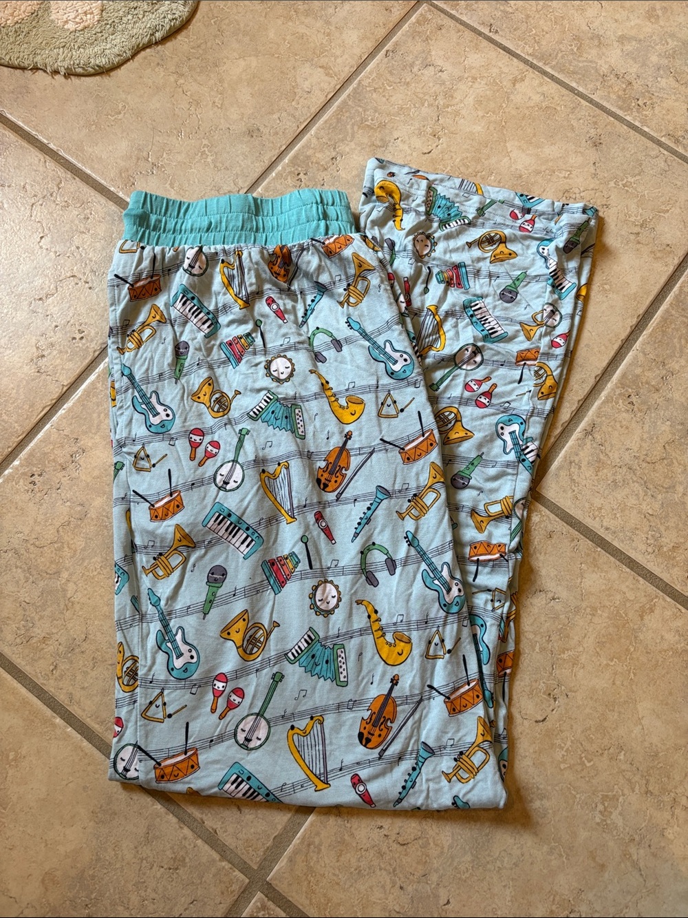 Little Sleepies Light Blue Kids Musical Instrument Pajama Bottoms-READ